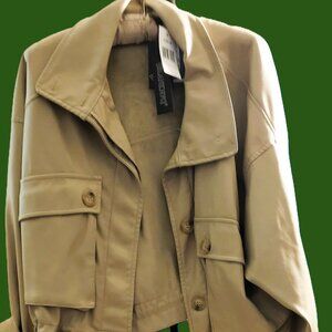 NWT Faux Leather Urban Utility Jacket – Beige - Small